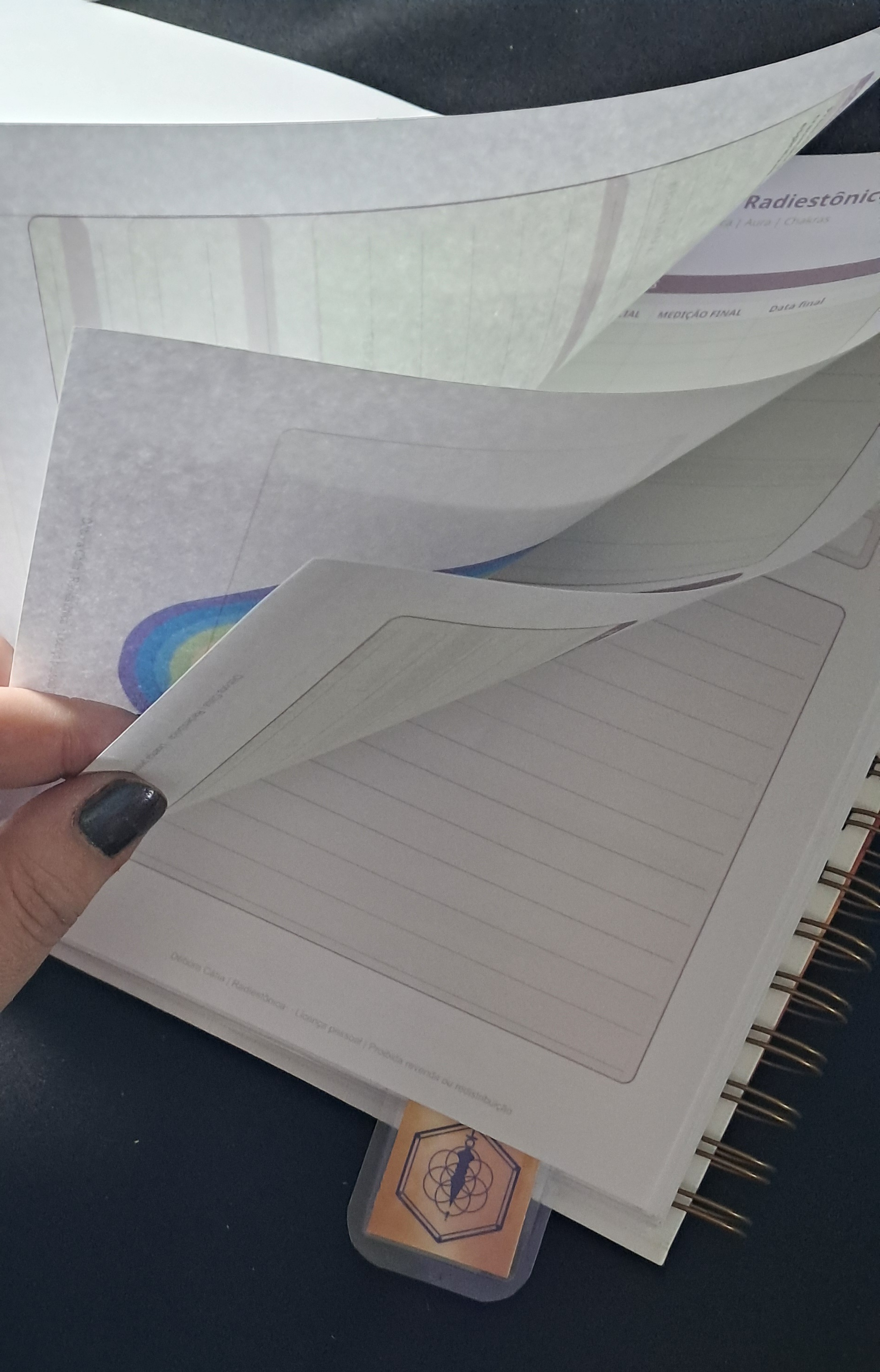 Folheando a seção de atendimentos do caderno A5