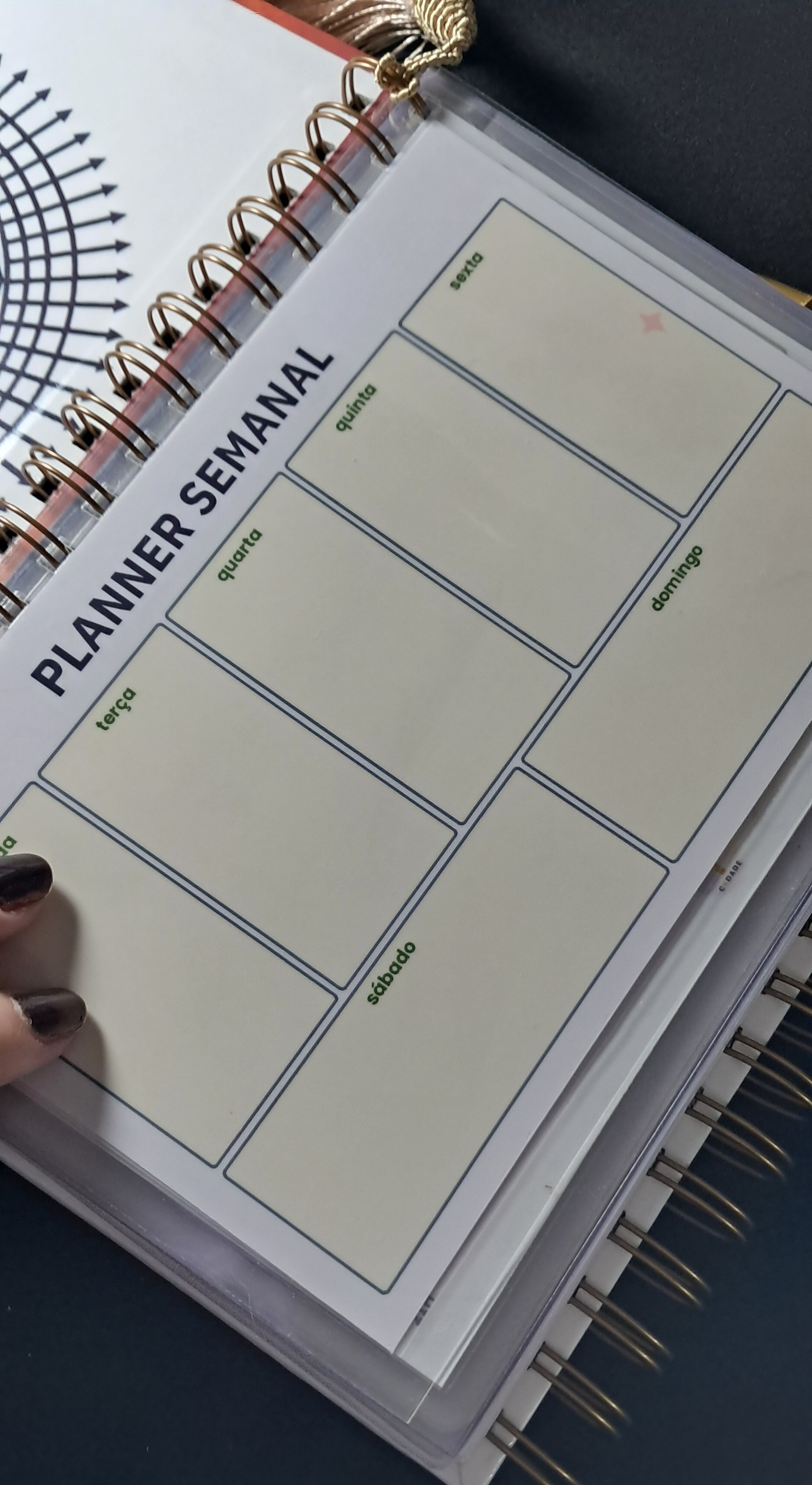 Planner semanal plastificado do caderno A5
